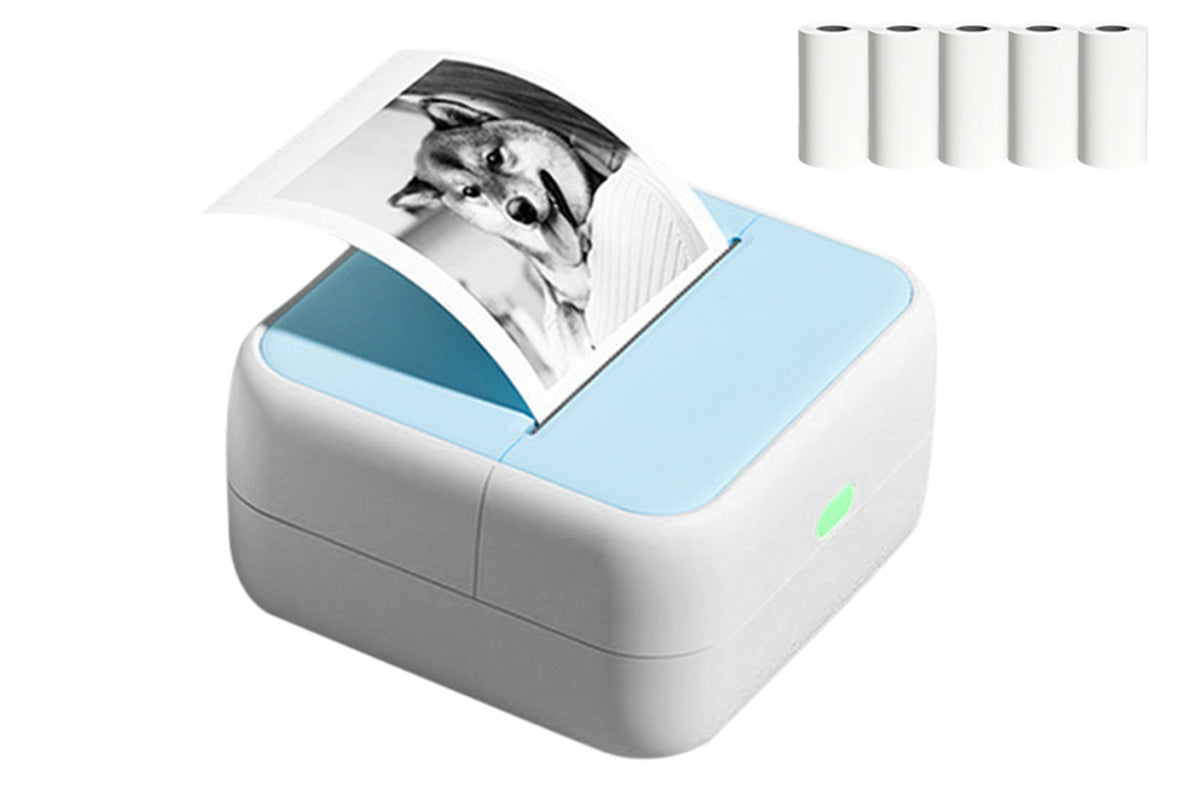 Mini Sticker Printer Portable Bluetooth Thermal Printer for Photo Notes-Blue