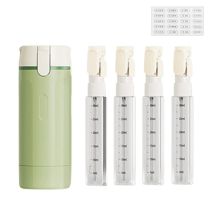 4 in 1 Travel Dispenser with 30ml Travel Bottles Travel Bottles for Shampoo Lotion-Green
