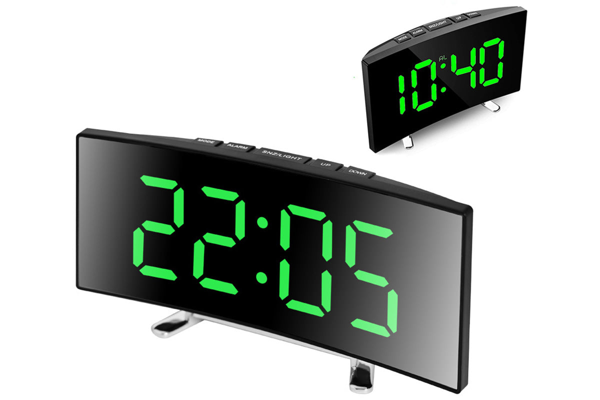 Large LED Digital Clock Bedside Table Alarm Clock Temperature Time Display Decor-Green