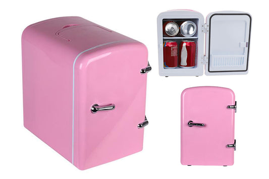 4L 6 Cans Mini Refrigerator Home Portable Mini Fridge for Drinks Bar-Pink