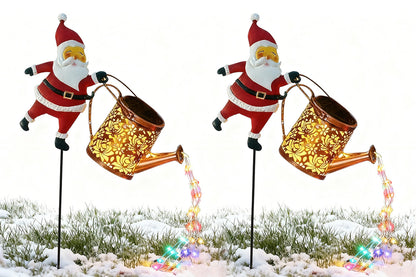 2Pcs Solar Santa Claus Garden Stake Light Outdoor Christmas Yard Decoration