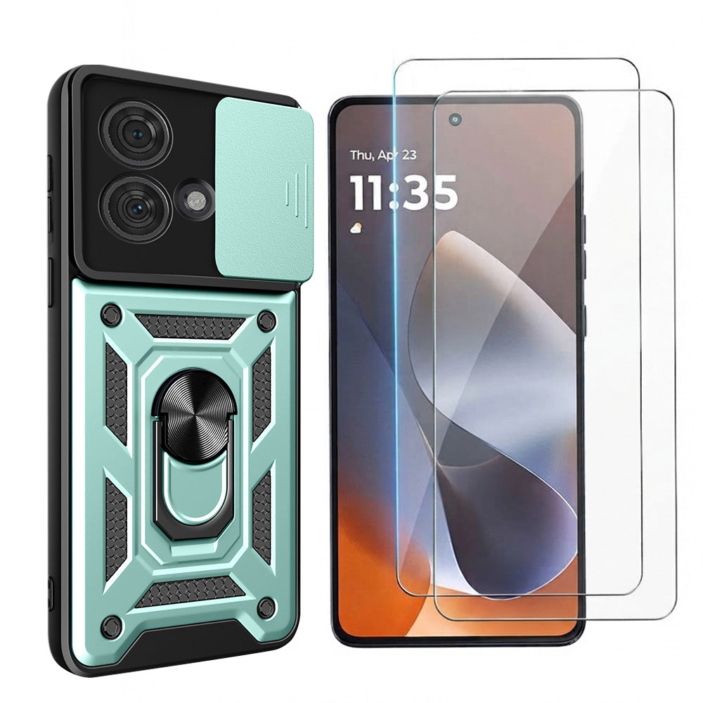 Case and Tempered Glass Screen Protector Set for Moto G86 Power - Green