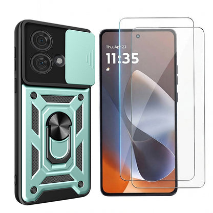 Case and Tempered Glass Screen Protector Set for Moto G86 Power - Green