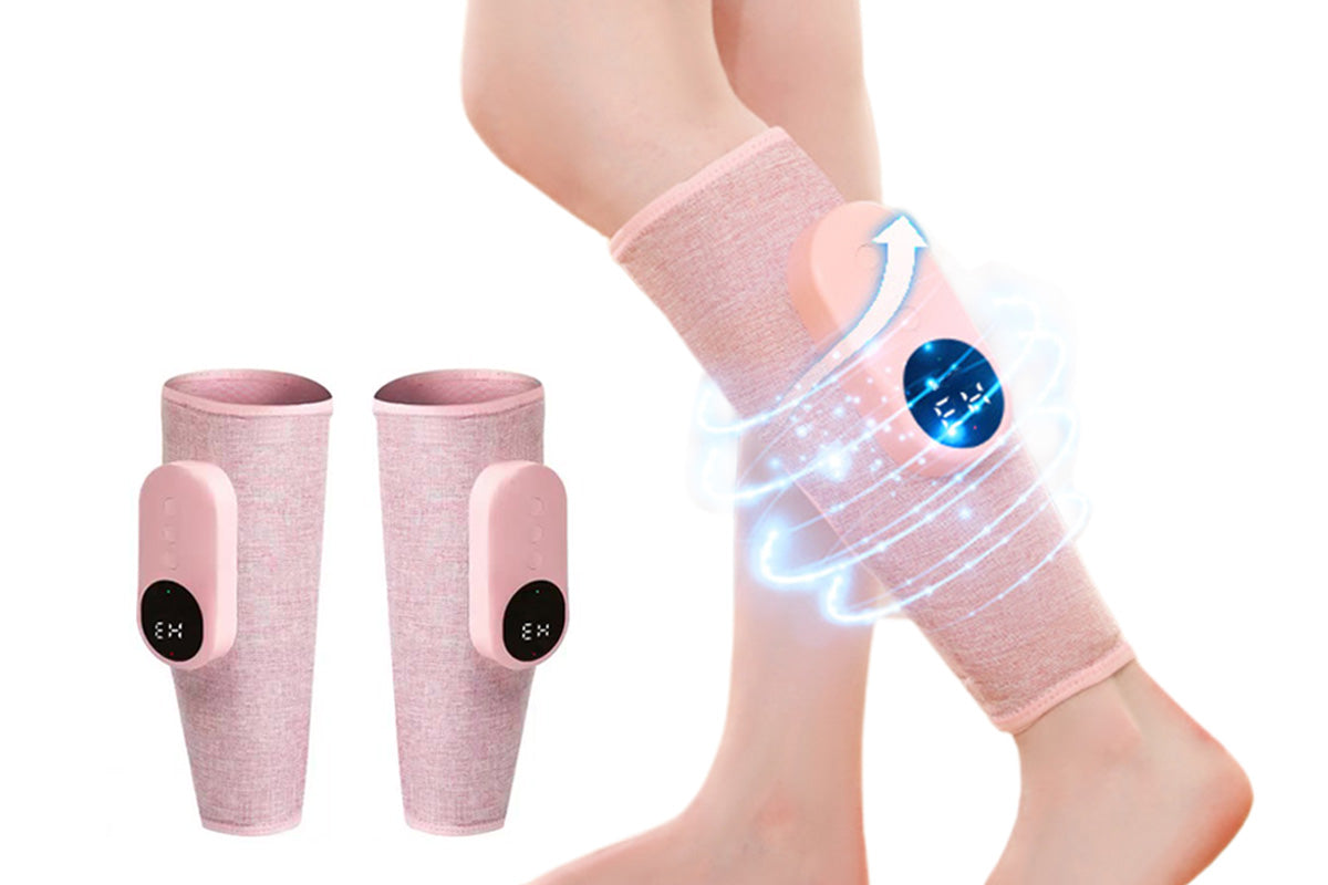 2Pcs Leg Massager Muscles Relax Heated Air Compression Foot Massage for Calf Blood Circulation-Pink