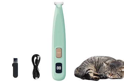 Electric Dog Paw Trimmer with LED Light Digital Display Dual Speed Pet Groomer-Green