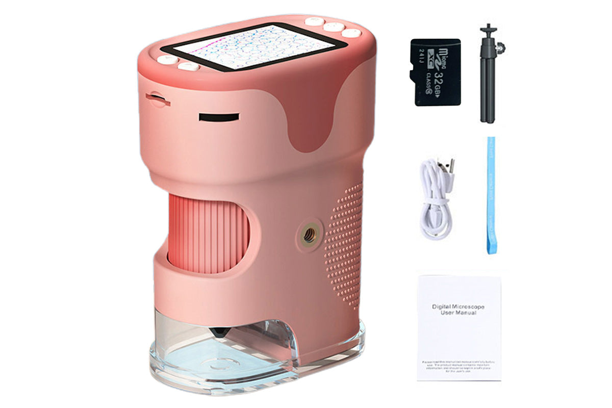 1000X Digital Pocket Microscope Rechargeable Handheld Portable Microscopes For Kids-Pink