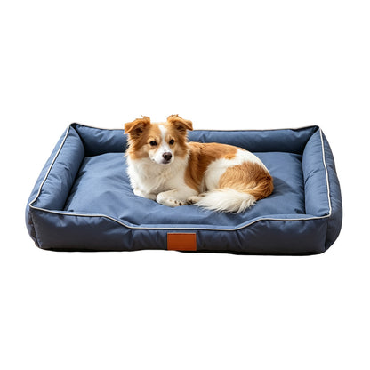 Square Raised Edge Oxford Fabric Sofa Pet Bed - Navy