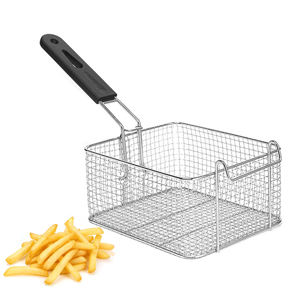 Stainless Steel Deep Fryer Basket with Removable Handle - Square