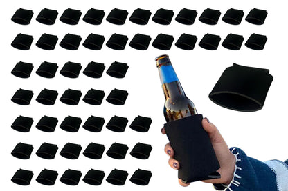50Pcs Black Blank Can Cooler Sleeves Collapsible Plain Drink Holder Skinny Drink Insulated Sleeve