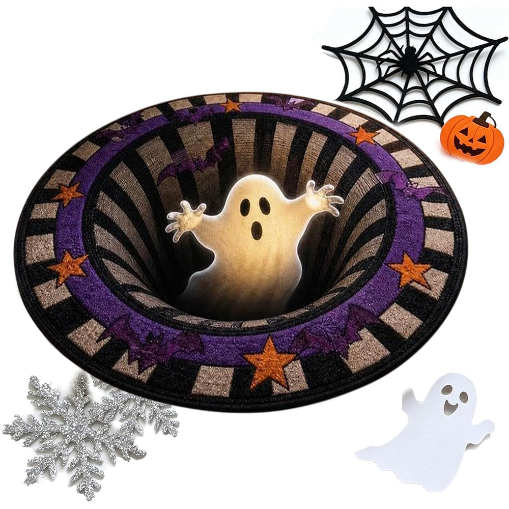 3D Round Non Slip Soft Halloween Rug - Green Ghost
