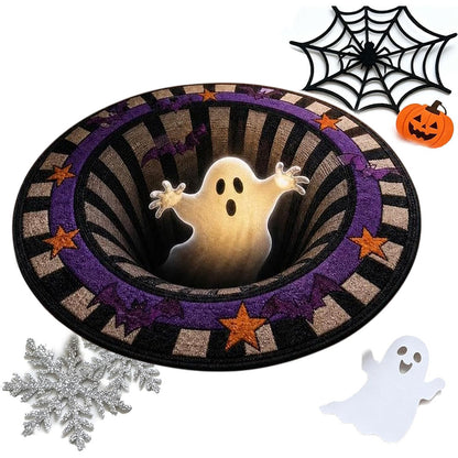 3D Round Non Slip Soft Halloween Rug - Green Ghost