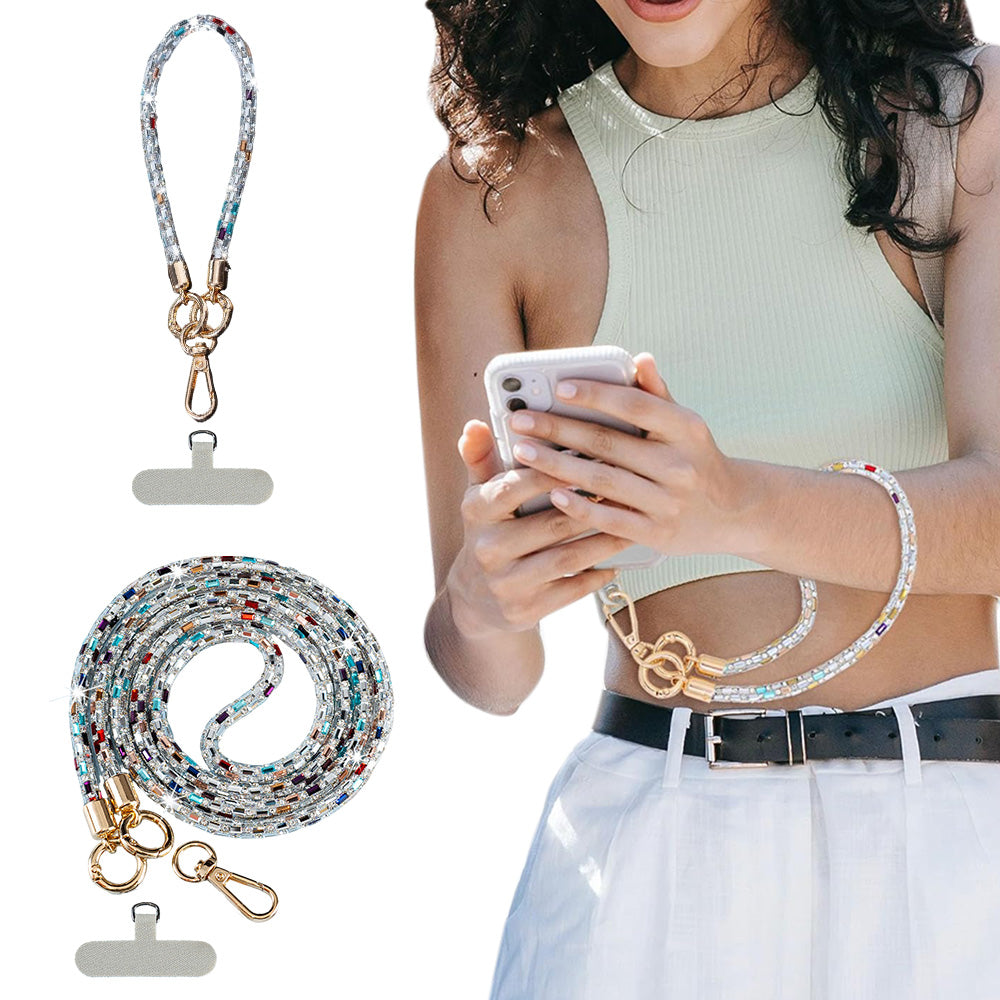 Crossbody Phone Lanyard with Wrist Strap and Locking Clips - Mixed Color