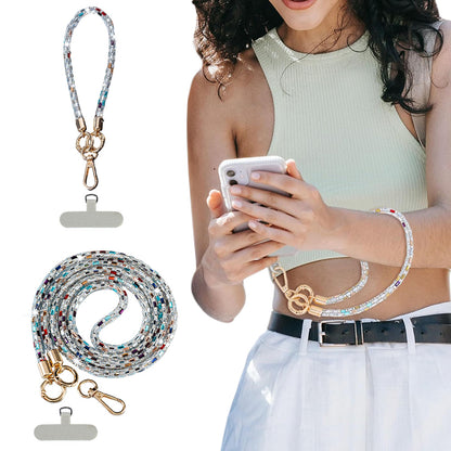 Crossbody Phone Lanyard with Wrist Strap and Locking Clips - Mixed Color