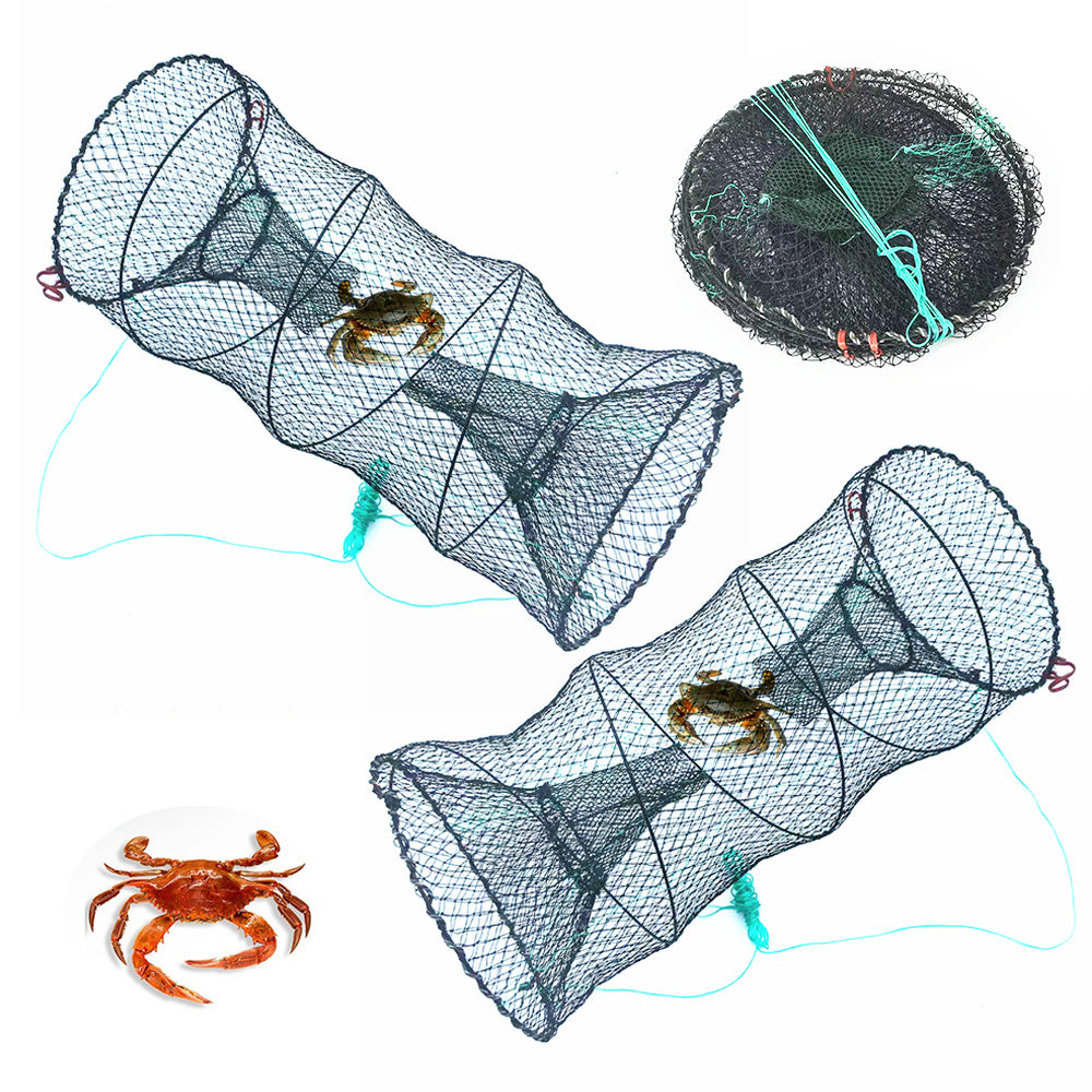 2 Pieces Fishing Bait Trap with Pull Rope Collapsible Fish Net