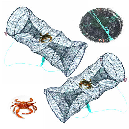 2 Pieces Fishing Bait Trap with Pull Rope Collapsible Fish Net