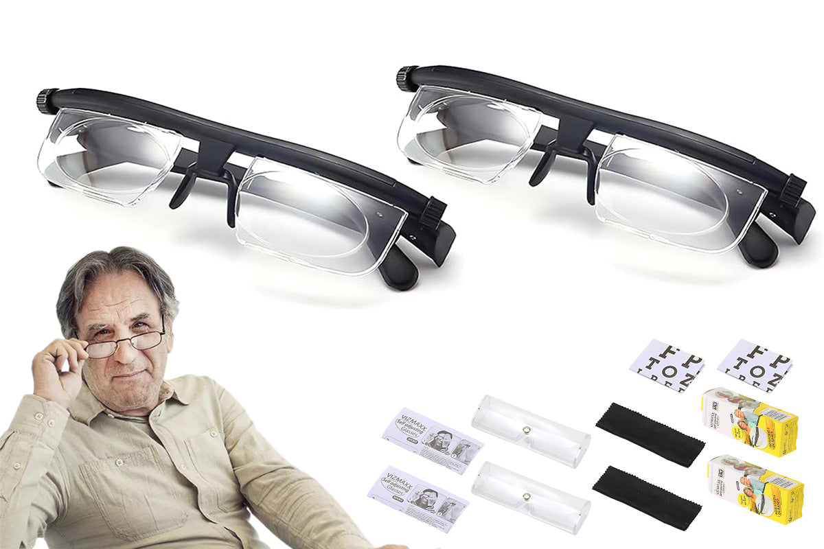 2Pcs Flex Focus Adjustable Glasses Variable Focus Distance Vision Reading Eyeglasses Adjustable Unisex Glasses