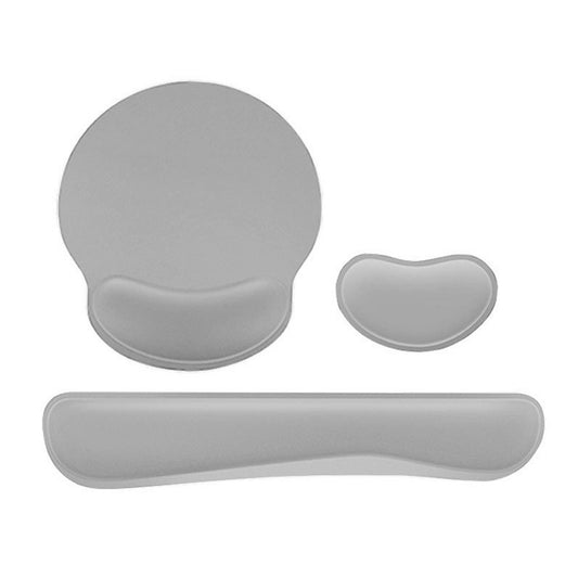 3Pcs Gaming Mouse Pad Mouse Pad with Wrist Rest Circle Curved Ergonomic Mousepad-Grey