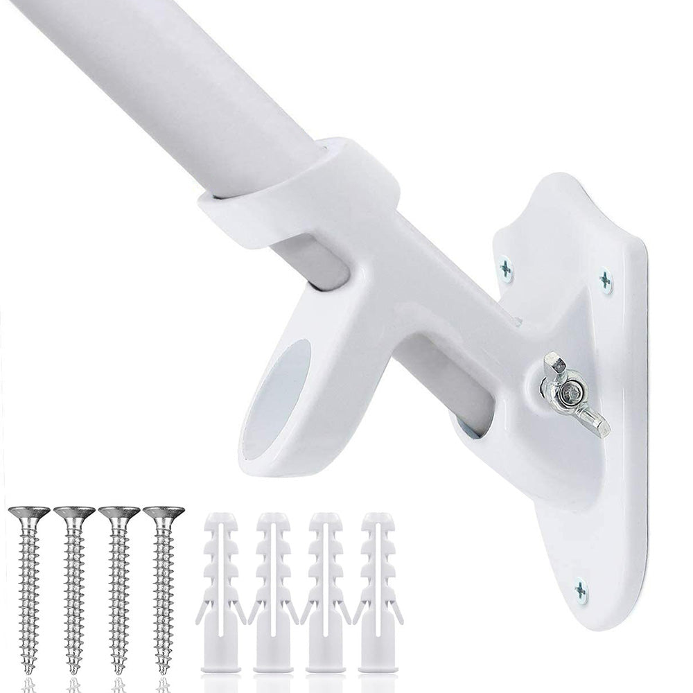 Dual Hole Adjustable Aluminum Flag Pole Wall Mount Holder - White