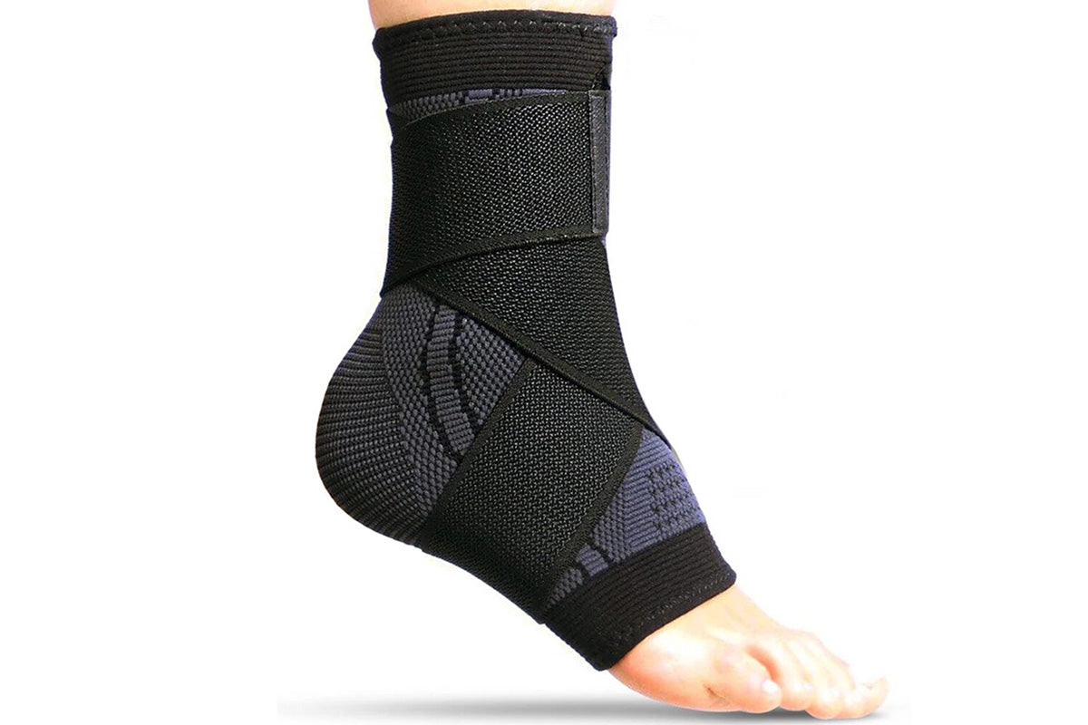 Sports Ankle Brace Support Compression Sleeve for Foot Stabilization-Grey