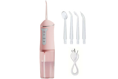 Cordless Electric Water Flosser Teeth Cleaner Floss Irrigator With 4 Jet Tips-Pink