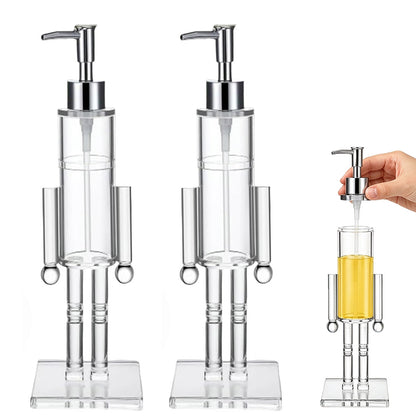 2 Piece Christmas Nutcracker Soap Dispenser Clear Pump Bottle