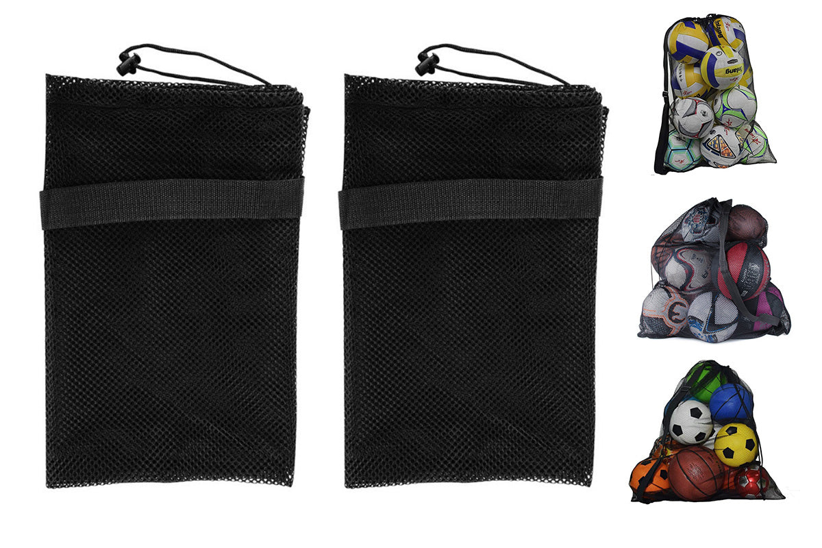 2Pcs Portable Extra Large Sports Drawstring Mesh Ball Bag Basketball Football Storage Bag