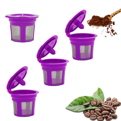 4 Piece Refillable Coffee Pods for Keurig K Cup Machines - Purple