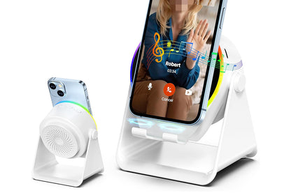 4 in 1 Wireless Speaker Bluetooth Speaker with 360 Adjustable Phone Holder-White