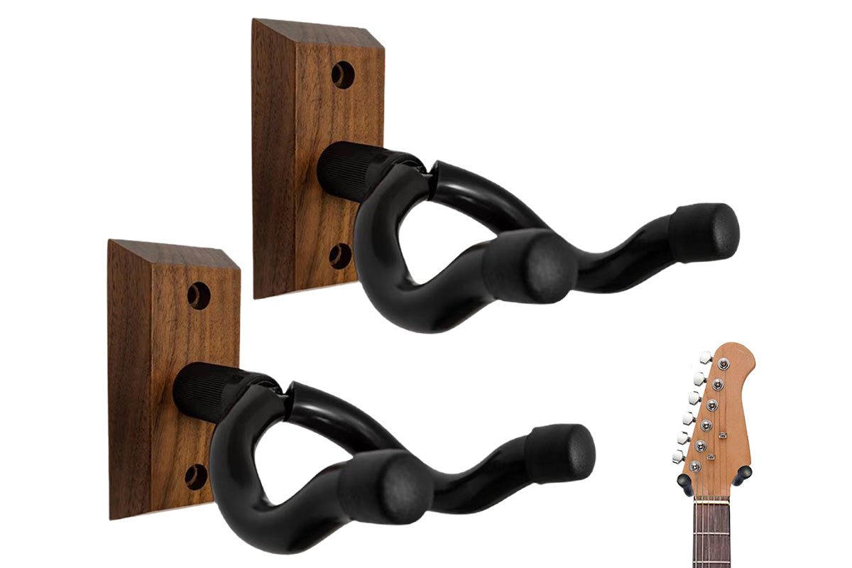 2Pcs Black Walnut U Shaped Wall Hanger for Guitar Banjo Bass