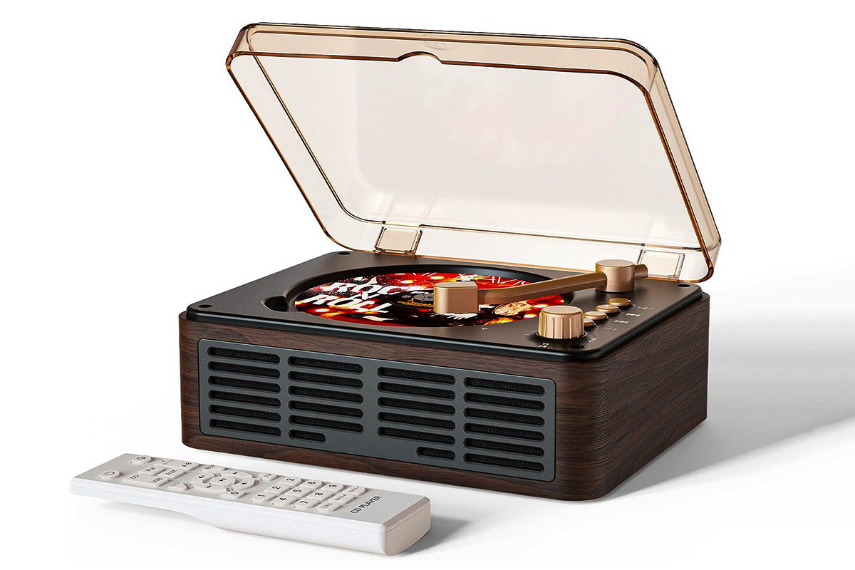 Retro CD Player Multifunctional Music Player with Bluetooth FM Radio for Home Use-Brown