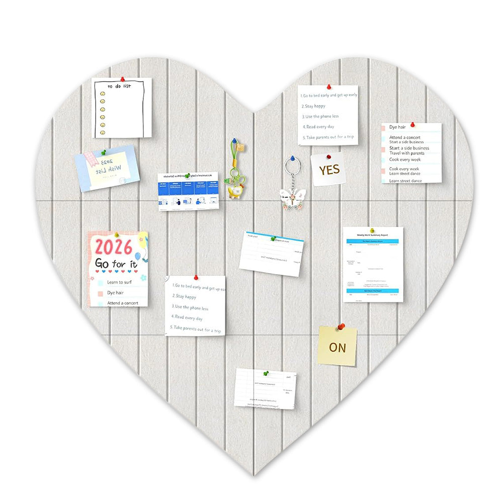 Heart Shaped Felt Photo Message Display Board - Light Grey