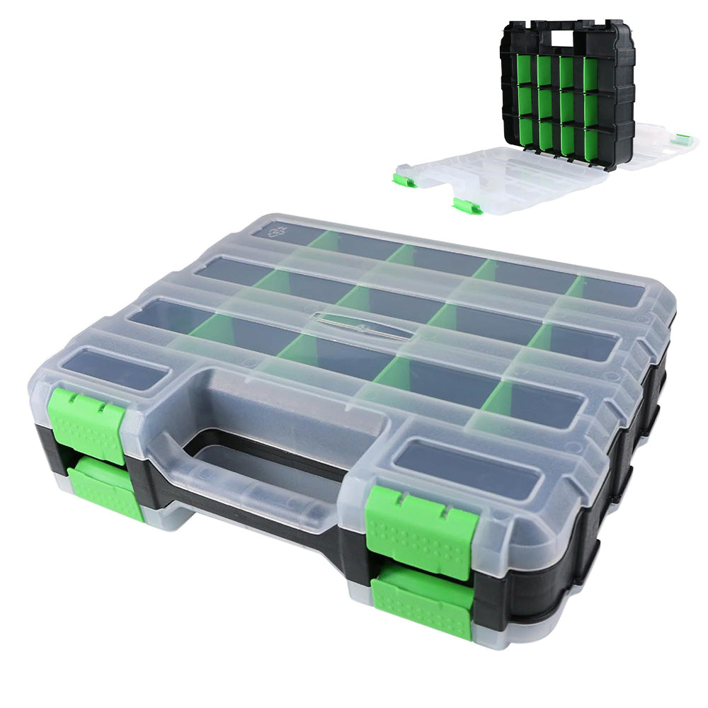 34 Grid Double Sided Tool Organizer Box for Screws Nuts - Green