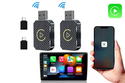 2Pcs Wireless Carplay Android Auto Adapter USB Car Dongle