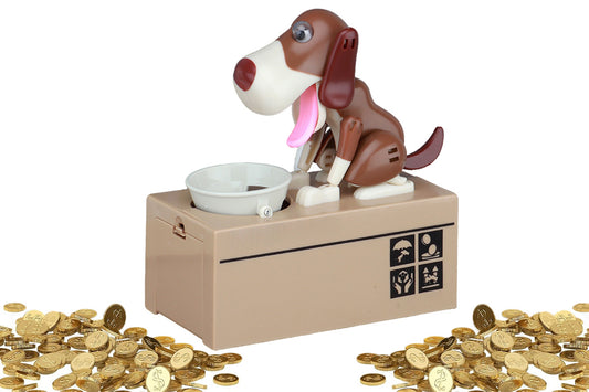 Robotic Eating Dog Coin Bank Electric Coin Bank for boy and girls-Brown