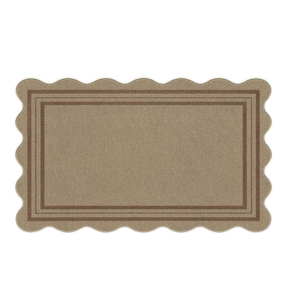 Polyester Floor Mat with Scalloped Edge Doormat for Entryway 60x160cm