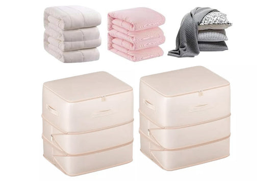 2Pcs 3 Layer Ultra Space Saving Self Compression Organizer Heavy Duty Moving Storage Bag-Beige