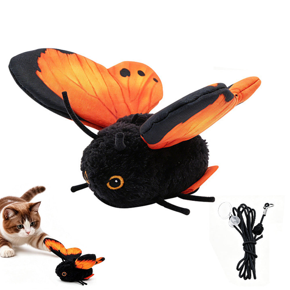 Electric Butterfly Cat Toy with Flapping Wings 3 Modes and Touch Activation - Orange