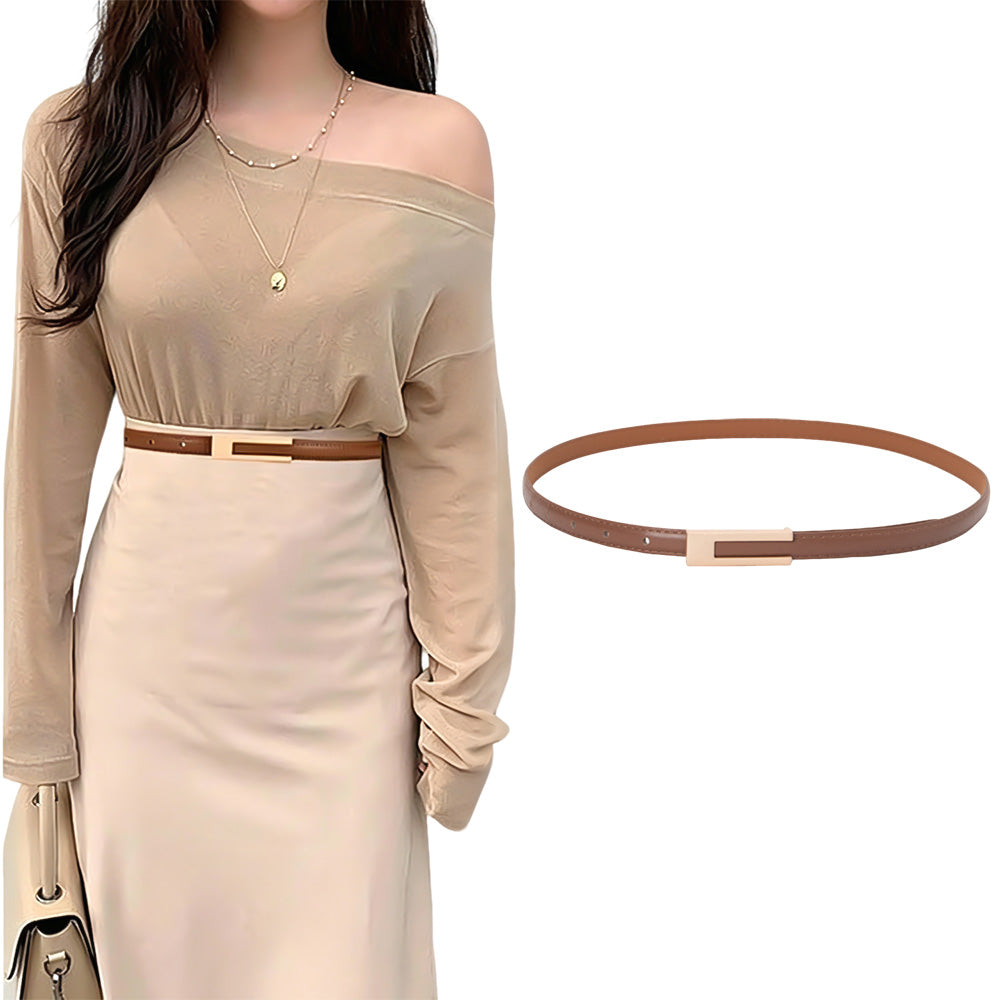 Vintage Womens PU Leather Casual Belt for 72 to 94cm Waist - Brown
