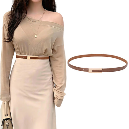 Vintage Womens PU Leather Casual Belt for 72 to 94cm Waist - Brown
