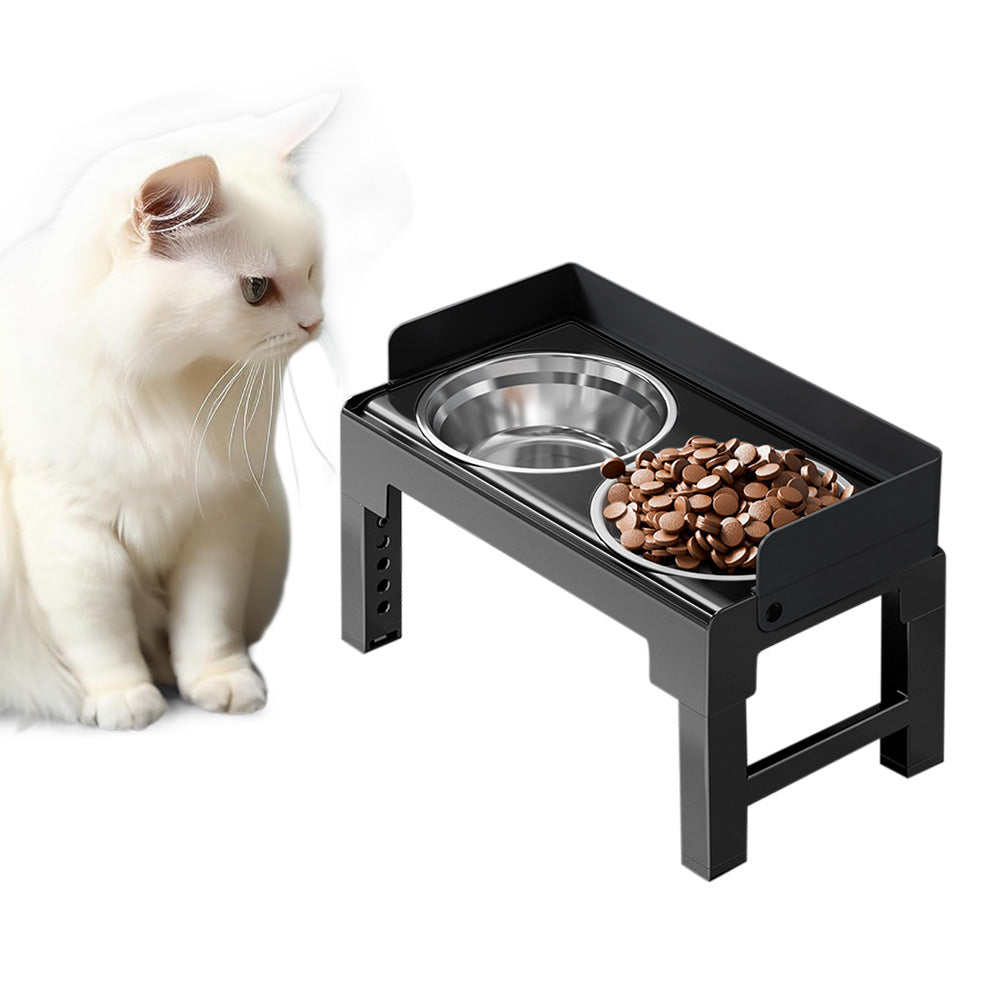 5-Level Height Adjustable Raised Bowl for Pet Dogs Elevated Dog Bowls Black