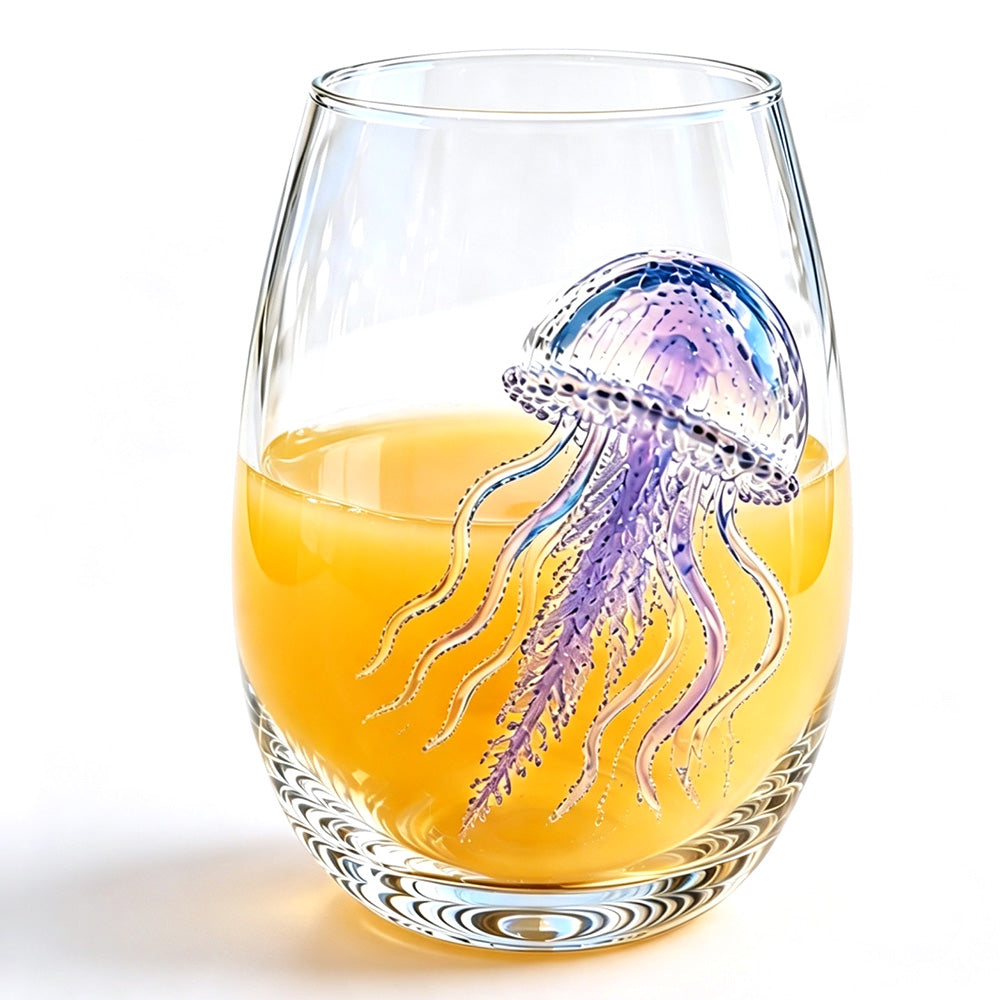 Handcrafted Marine Animal Glass Cup for Bar Home-Jellyfish