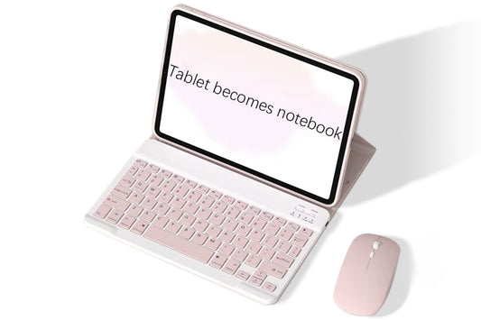 Ultra Slim Portable Wireless Bluetooth Keyboard Mouse Combo for Tablet Laptop -Pink