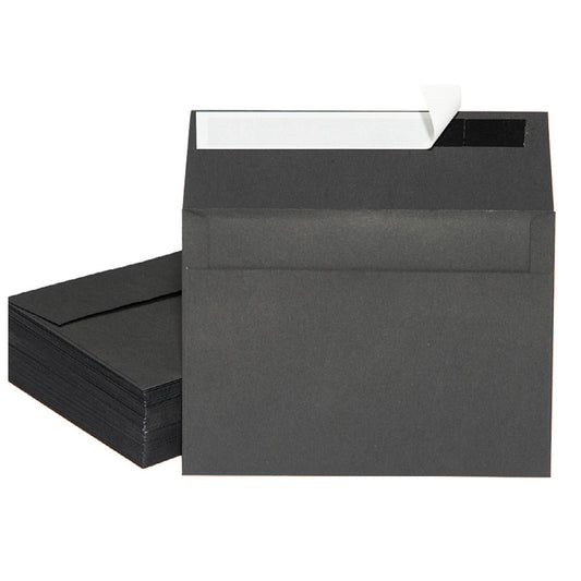 50 Pack Kraft Paper Self Adhesive Envelopes for Cards Photos - Black