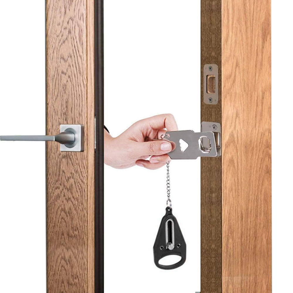 Portable Door Lock Travel Security Device for Hotel Home Apartment Bedroom-Black
