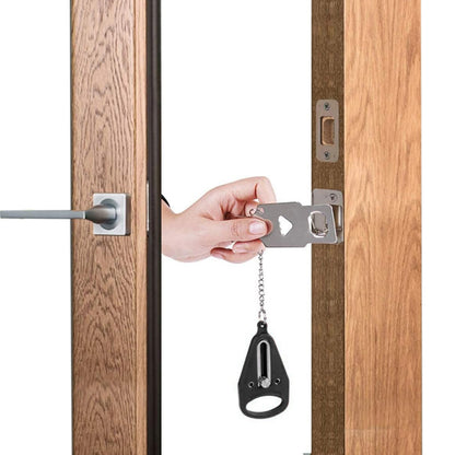 Portable Door Lock Travel Security Device for Hotel Home Apartment Bedroom-Black