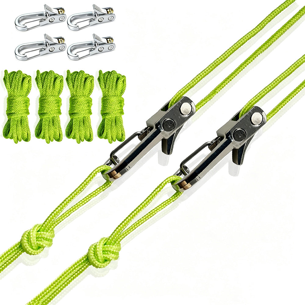 6 piece Guyline Tightener Camping Rope Lock Set-Green