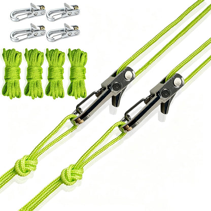 6 piece Guyline Tightener Camping Rope Lock Set-Green