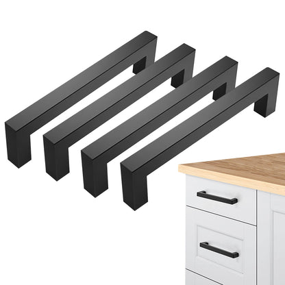 4 Pieces 12mm Square Stainless Steel Kitchen Cabinet - Black