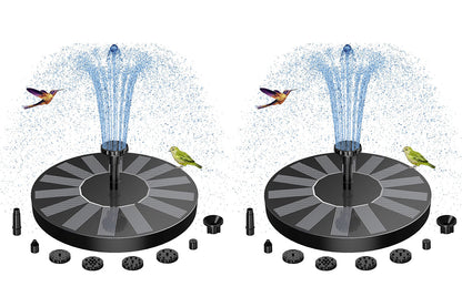2Pcs Solar Bird Bath Fountain Pump with 6 Replacement Nozzles