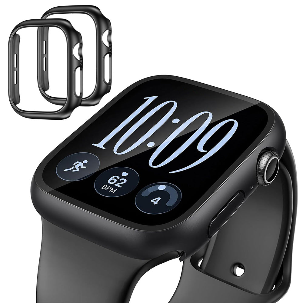 2 Piece Case and Screen Protector Set for Apple Watch Series 12 - Black